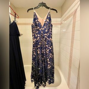 Dress the population blue lace midi dress, like new condition
